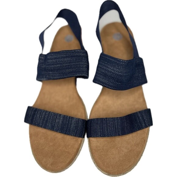 Dressbarn Iris in Navy Wedge Elastic Strap Slingback Sandals Size 9M - Picture 2 of 8